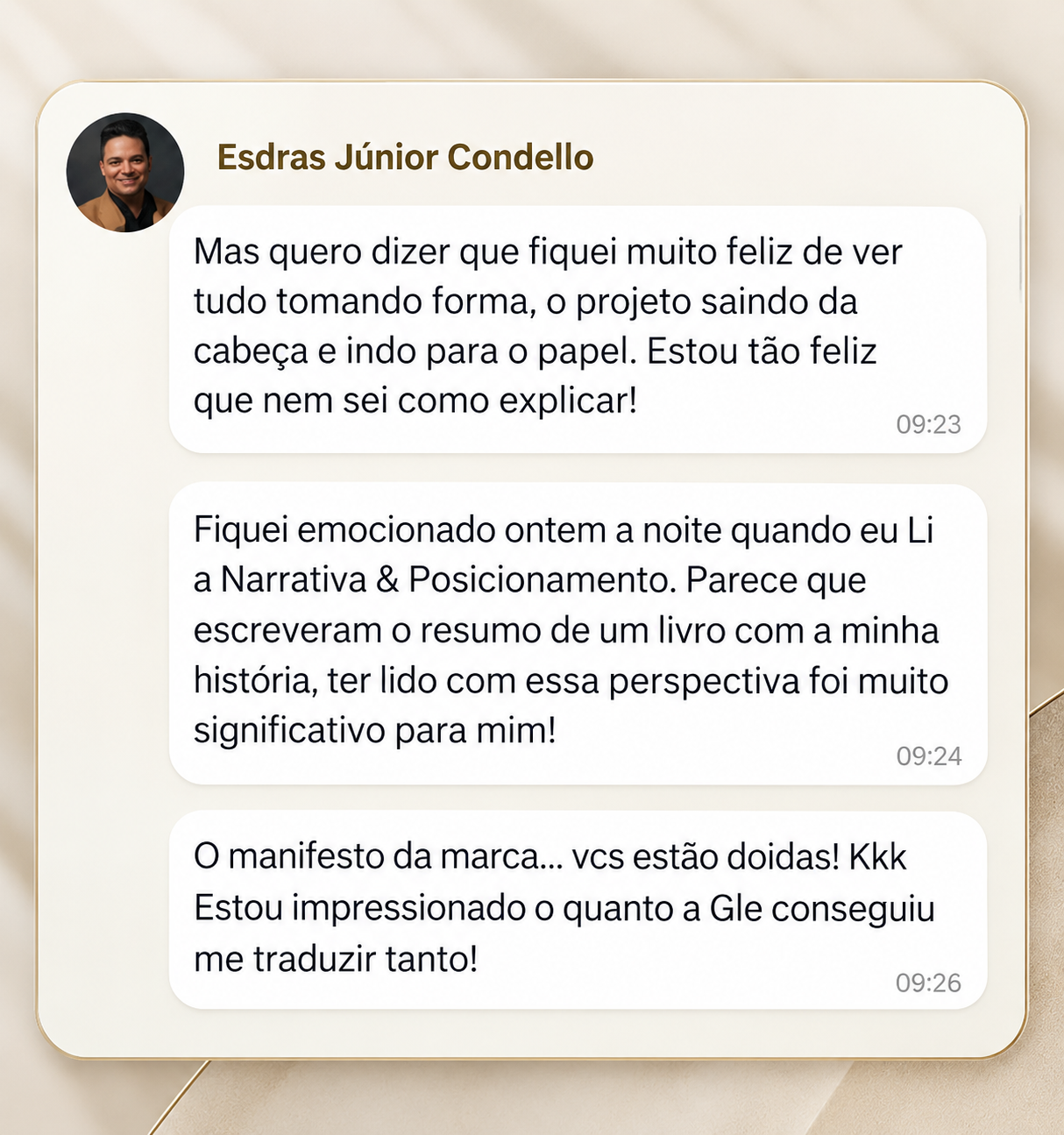 Depoimento original de Esdras Júnior Condello