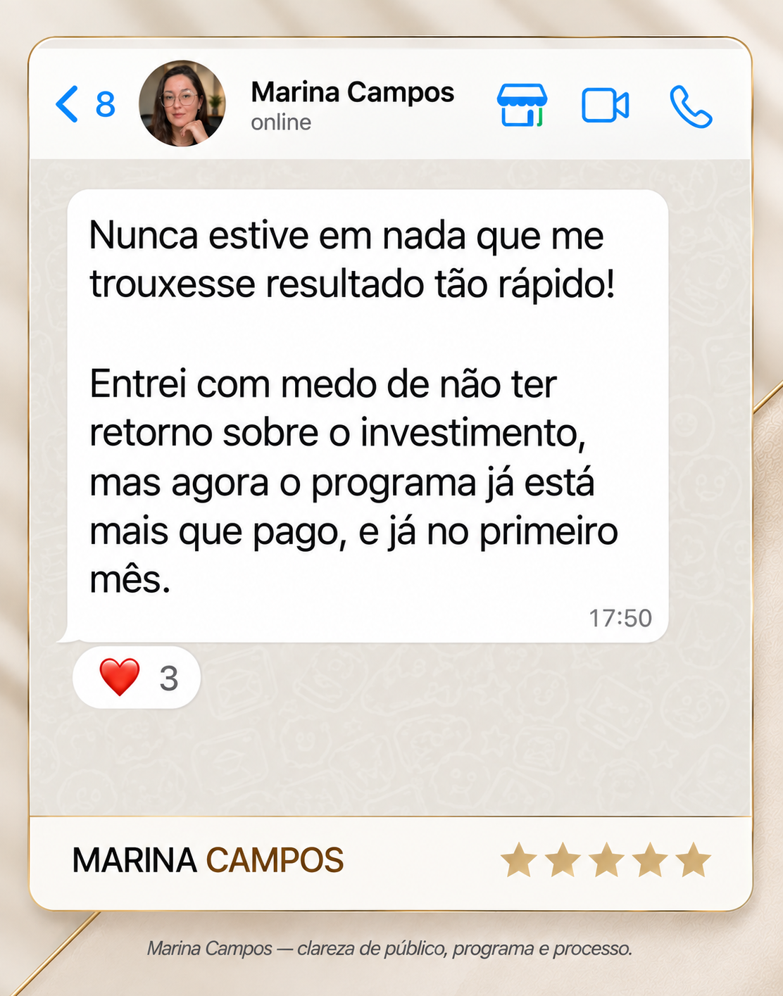 Depoimento original de Marina Campos