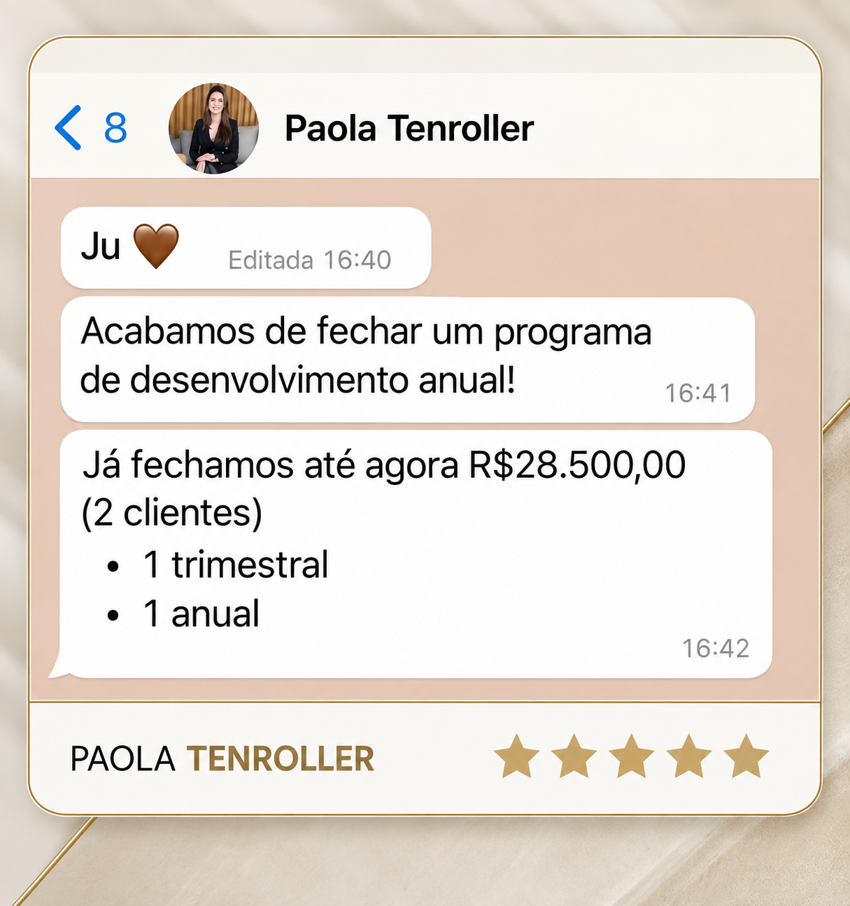 Depoimento original de Paola Tenroller